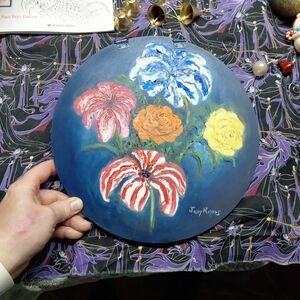 Vibrant Floral Art Plate